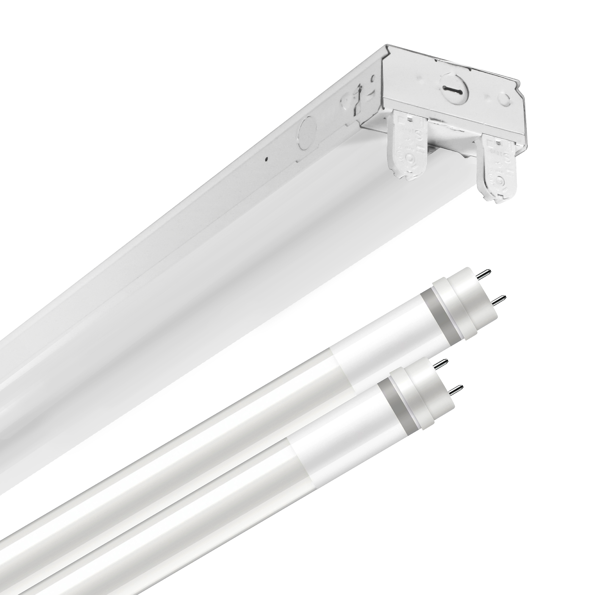 Metalux:SLES 4 ft. 64-Watt Equivalent 2-Lamp Strip Light Luminaire Plus LED T8 Tube Bundle, 4000K, UNV Non-Dim